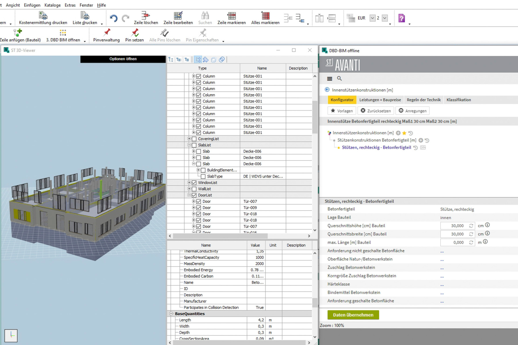 Das AVA-System AVANTI in der aktuellen Version mit DBD-BIM-Integration © Softtech