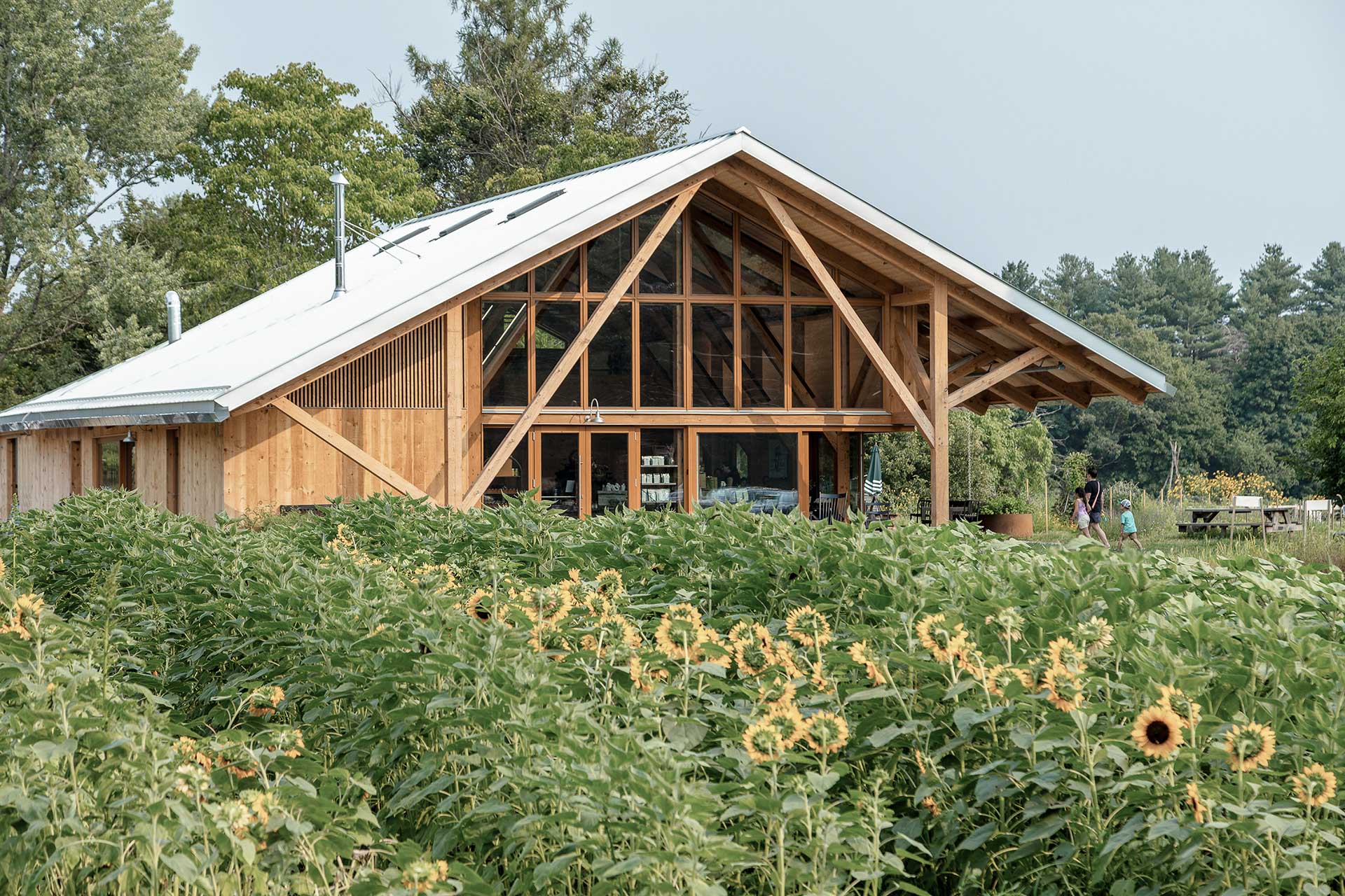 Payette platziert den h&ouml;lzernen Pavillon mit ausladendem Satteldach inmitten der landwirtschaftlich genutzten Fl&auml;chen. &copy; Warren Jagger 