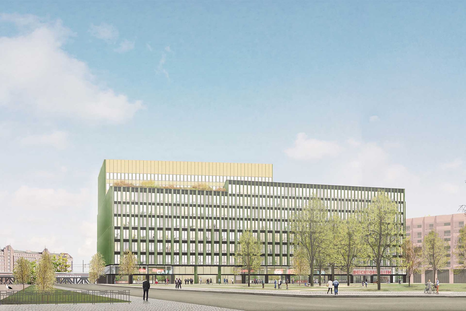 Bürogebäude am Lohsepark, Visualisierung © Caruso St John Architects