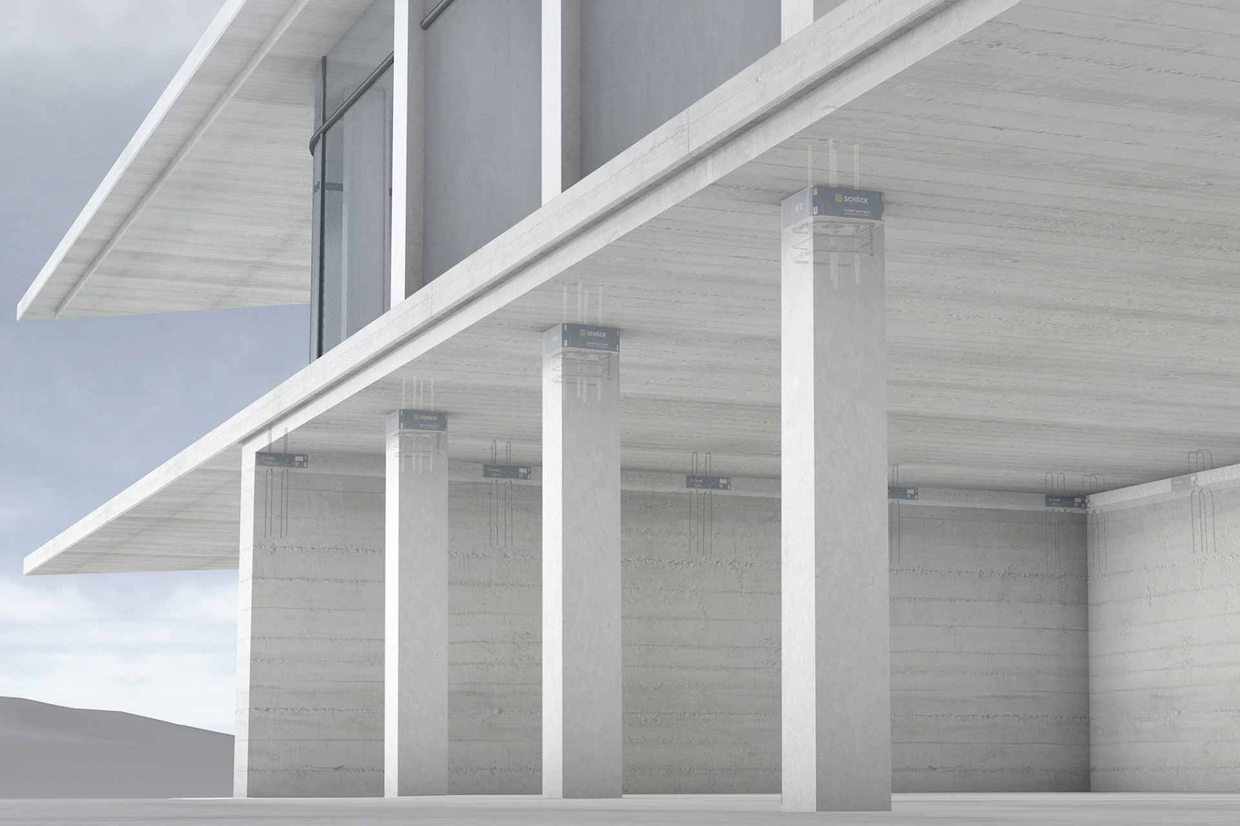 Mit Sconnex kann die Wärmedämmebene erstmals rundum unterbrechungsfrei ausgeführt werden und damit auf den Einsatz der energetisch wenig effektiven und optisch unschönen Flankendämmung verzichtet werden. © Schöck Bauteile GmbH