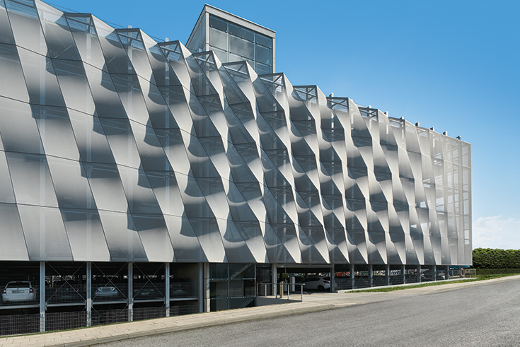 Schüco Parkhaus, Bielefeld; Fassadenkonstruktion: Schlattmeier Architekten in Zusammenarbeit mit 3XN; Foto: Christian Eblenkamp