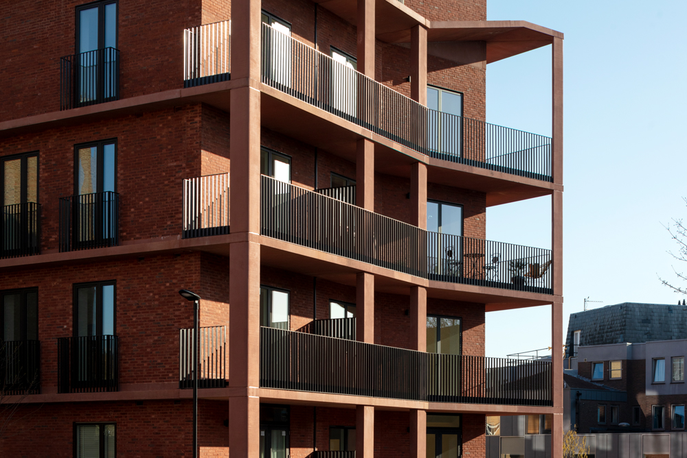Red Wild-Bond Brickwork: Hackney Apartment Blocks by Henley Halebrown