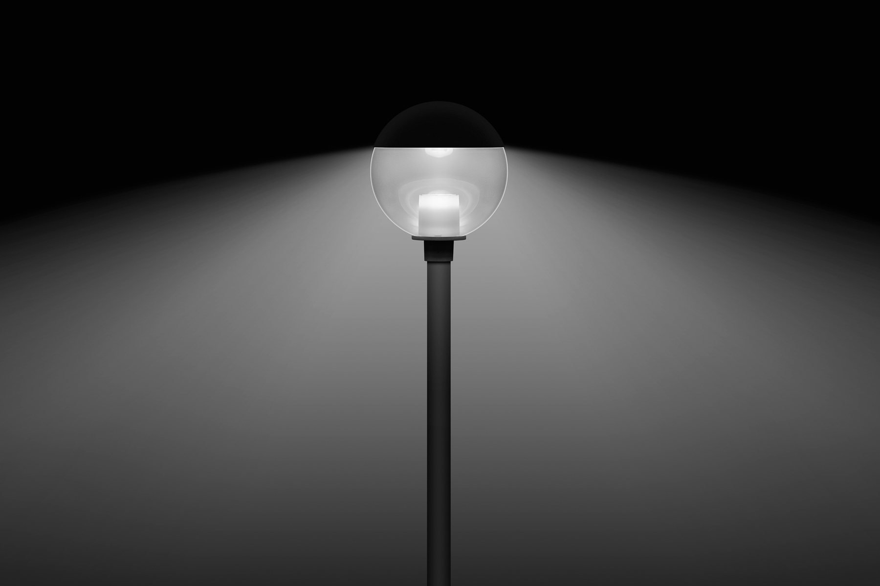 Die Kugel-Aufsatzleuchten von Bega mit Lichtstromanteil im oberen Halbraum unter 1%. © BEGA