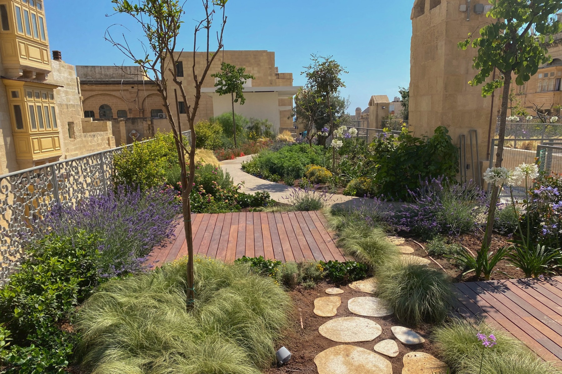 Auf dem Valletta Design Cluster wurde ein öffentlich zugänglicher Dachgarten verwirklicht © Doric Studio / ZinCo