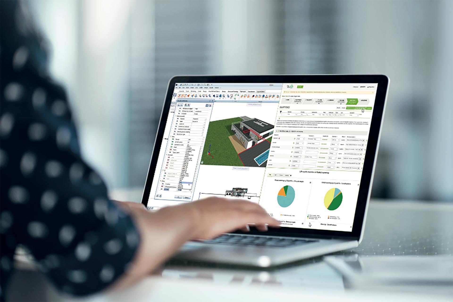 Aufgeklappter Laptop mit offener Planungssoftware.
