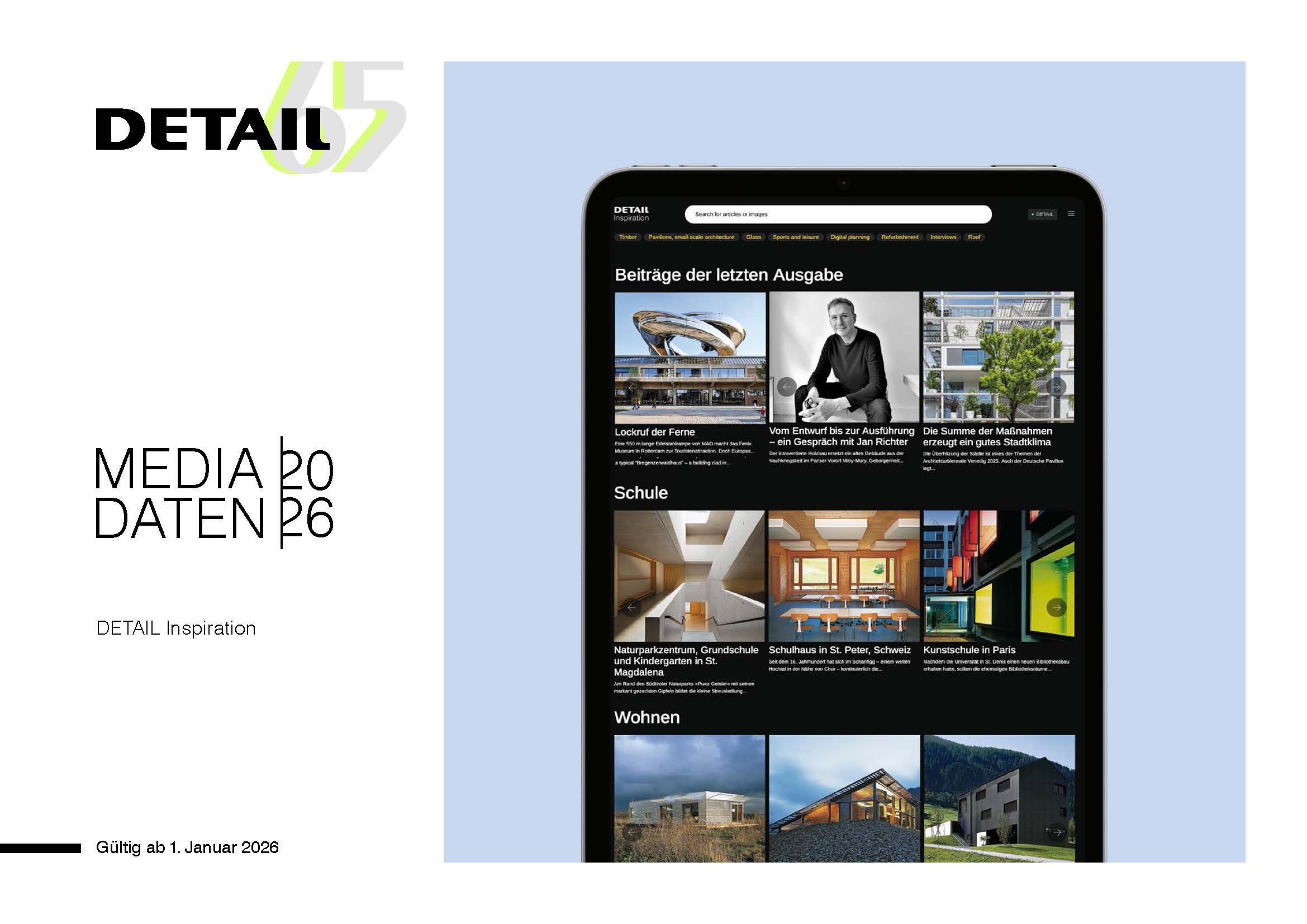 Cover der DETAIL Mediadaten DETAIL Inspiration 2026