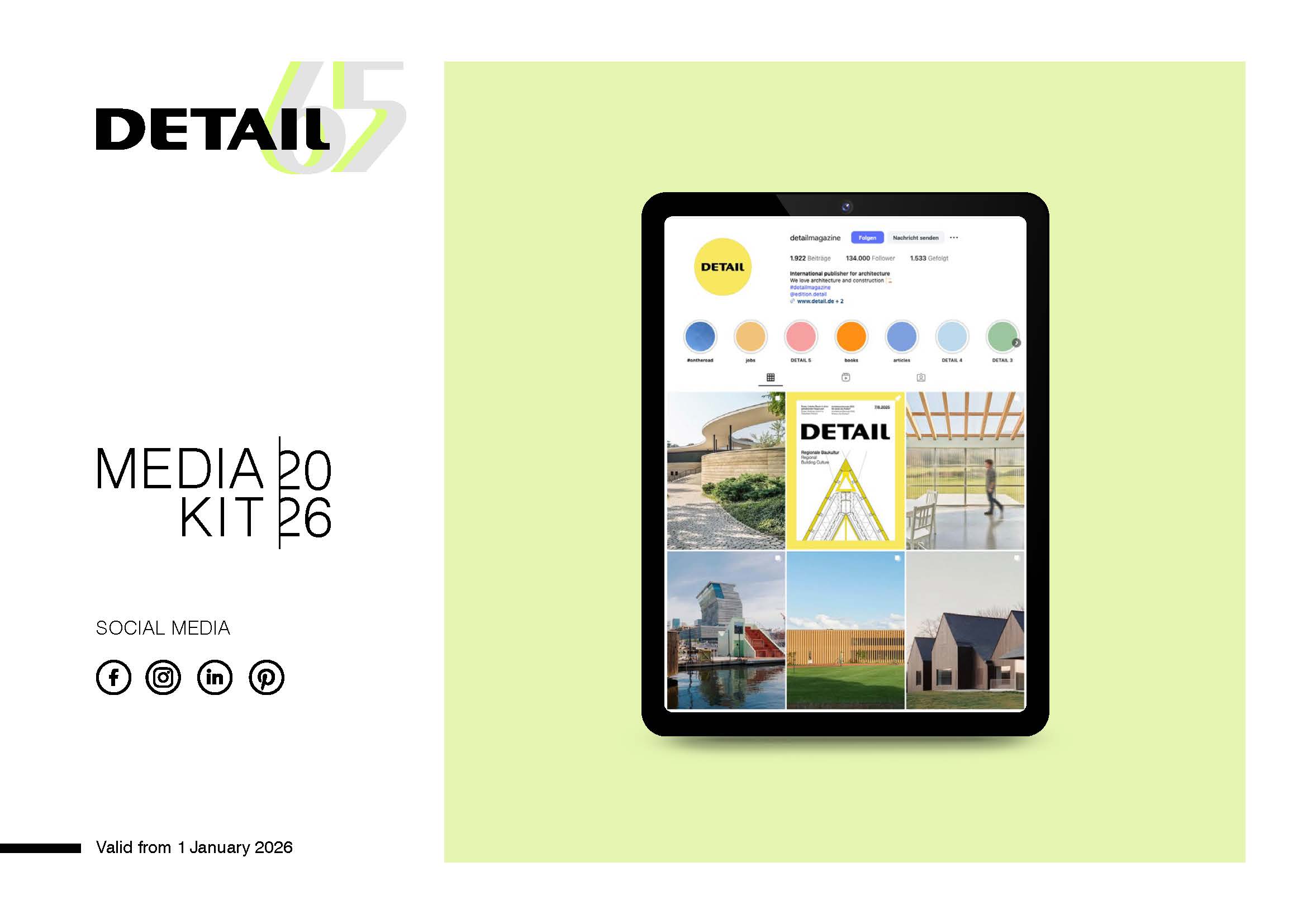 Cover of the DETAIL Media Kit Social Media 2026