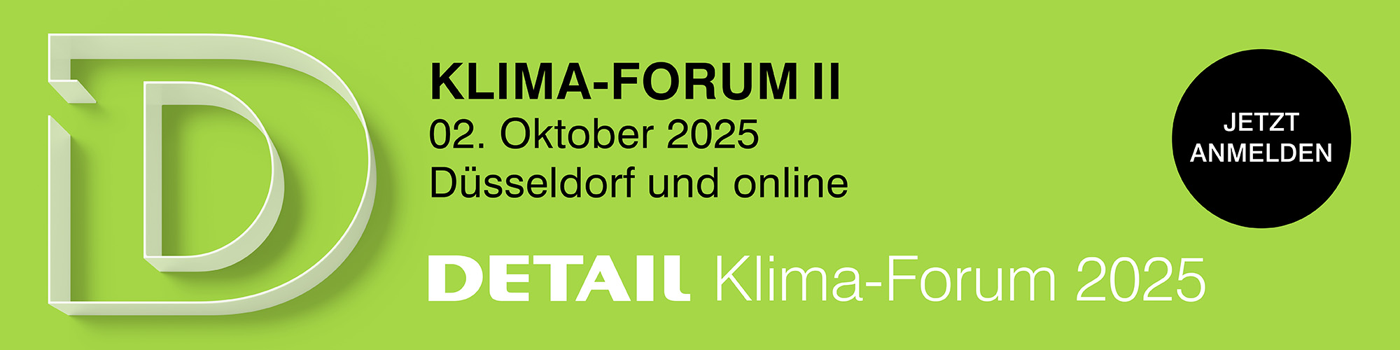 DETAIL Klima-Forum Düsseldorf 2025 am 02. Oktober 2025 in Düsseldorf und online. Jetzt anmelden