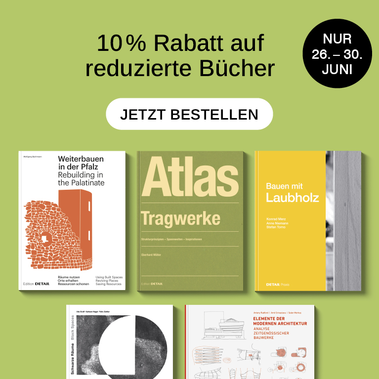 Text: 10 Prozent Rabatt auf reduzierte Bücher nur 26.-30. Juni Buchcover von Edition DETAIL