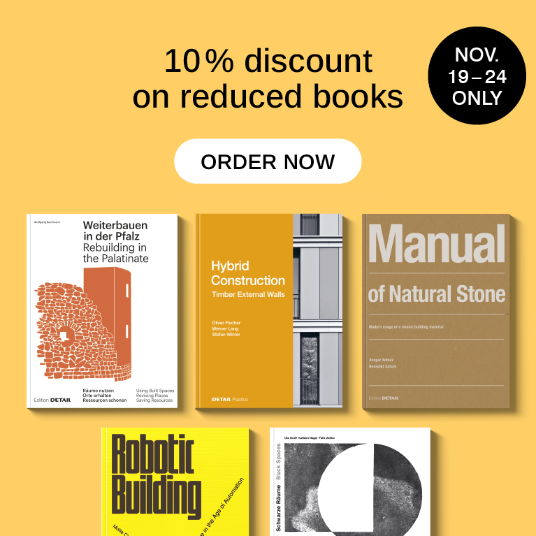 Text: 10 percent discount on reduced books only 19.-24. November,2025. Book covers from Edition DETAIL