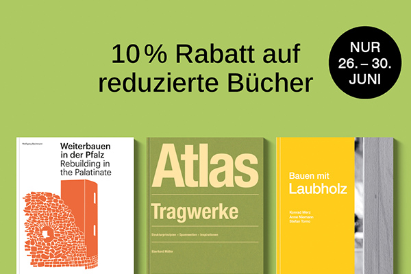 Text: 10 Prozent Rabatt auf reduzierte Bücher nur 26.-30. Juni Buchcover von Edition DETAIL