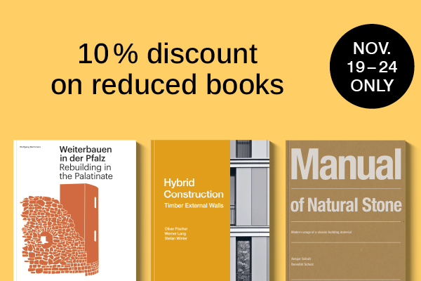 Text: 10 percent discount on reduced books only 19.-24. November,2025. Book covers from Edition DETAIL