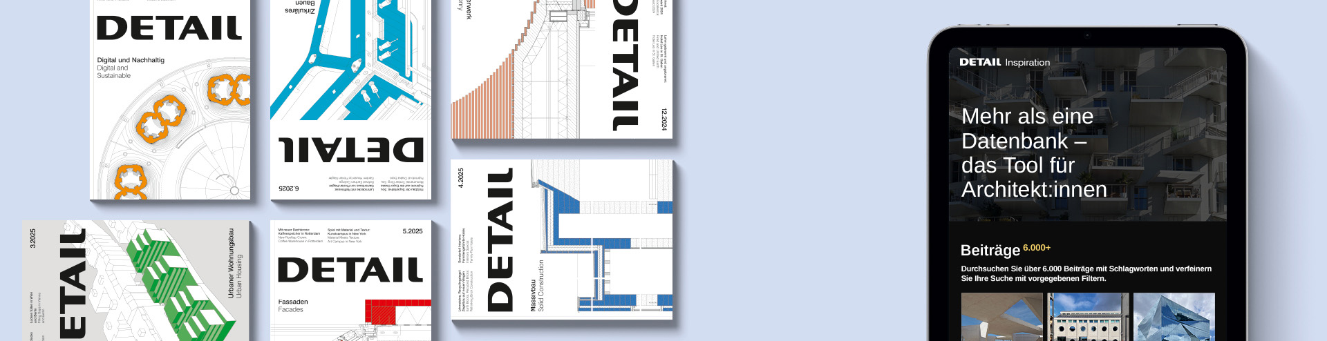 Cover von DETAIL Magazin und Startseite DETAIL Inspiration Text 20 Prozent Rabatt auf Jahresabos Code: Architecture20