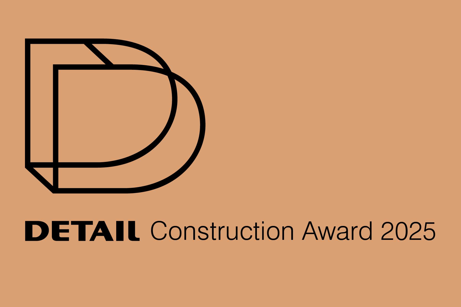 Banner with bronze background and information about the submission period of the DETAIL Construction Award 2025.