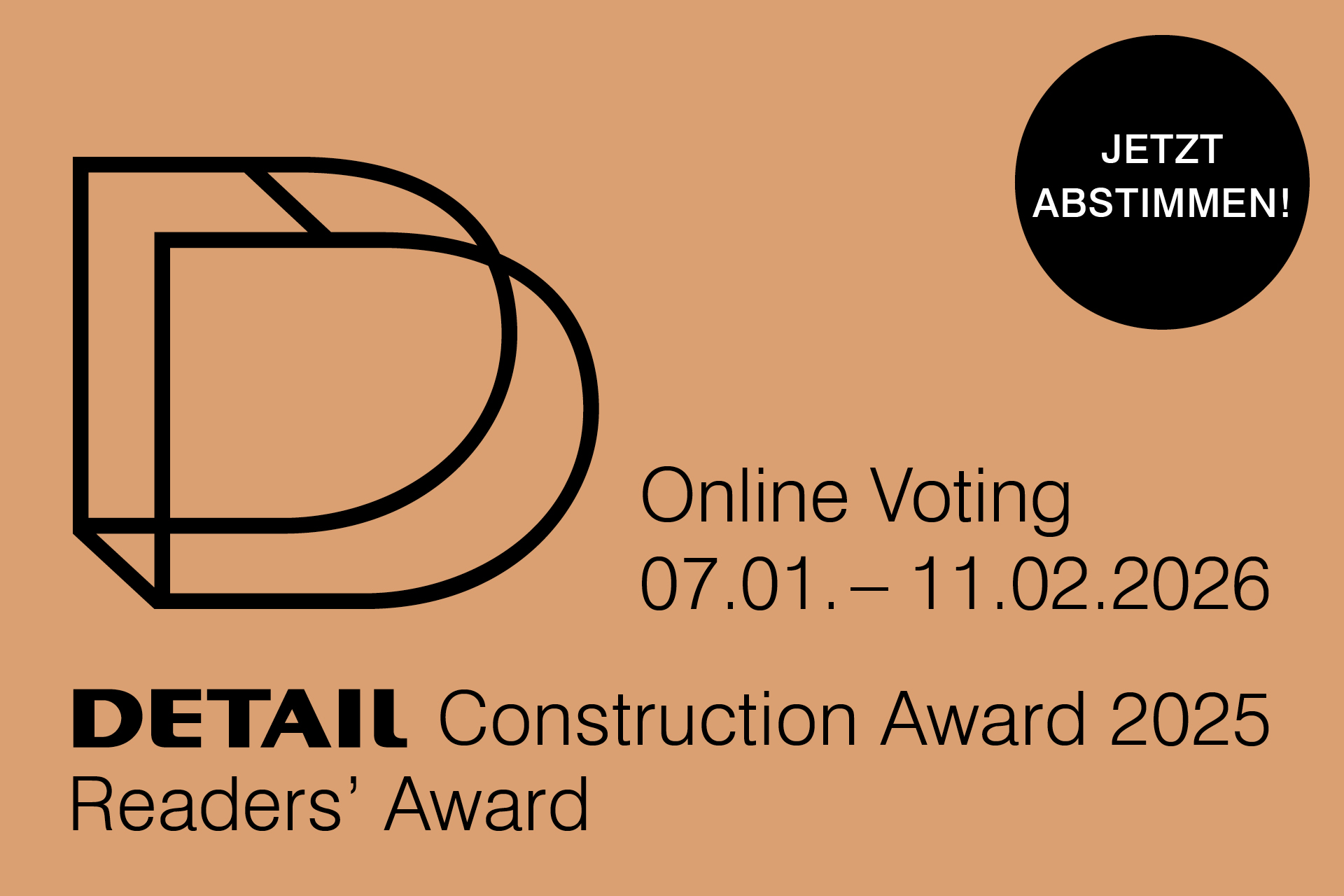 Banner zum Readers Award mit bronzefarbenen Hintergrund.