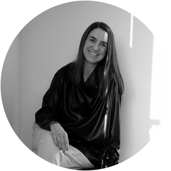 Portrait of Marianne Goebl in black and white