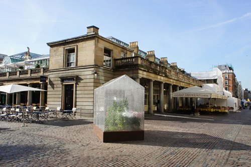 LEGO greenhouse installed within Covent Gardens North-East piazza. Design bySebastian Bergne 