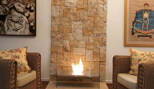 2-igloo-ventless-fireplace with stone