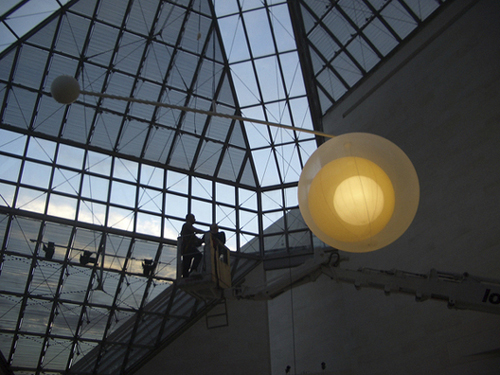 lamp in atrium lamp at dusk